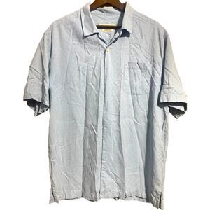 Tommy Bahama light blue silk button front camp shirt original fit men's Large